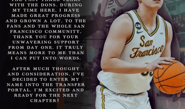 开云官方网站-王俊杰致谢旧金山大学：感谢旧金山大学的教练和队友们